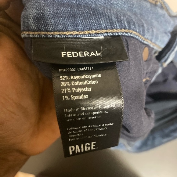 Paige Men’s Federal Tapered Jeans in Burnett Size 36 Light Wash Slim Straight - Picture 15 of 16